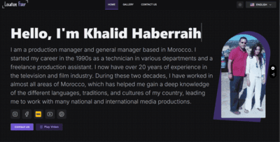 Morocco Film Fixer — static portfolio website for TV and film production manager built with Next.js 14 and Pillar UI by frontend developer Hamza Miloud Amar