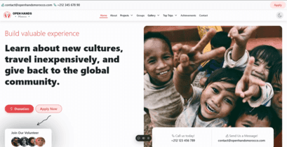 Open Hand Morocco — fullstack volunteering platform built with Next.js, Express, and MongoDB by web developer Hamza Miloud Amar